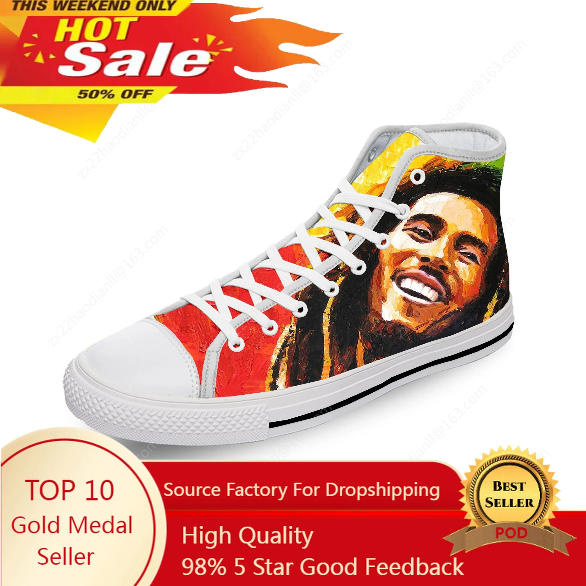 3D Printing Rock - Tênis Casuais de Moda Bob Marley